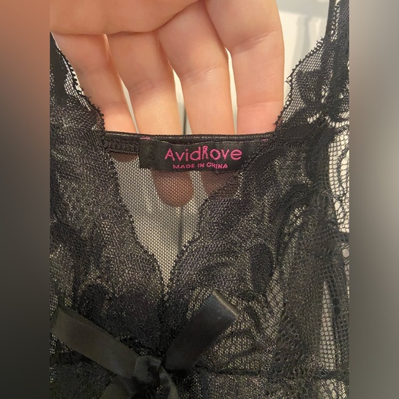 Avidlove Lingerie Lace Babydoll Naughty Exotic Boudoir Black NWOT Large - Picture 8 of 15